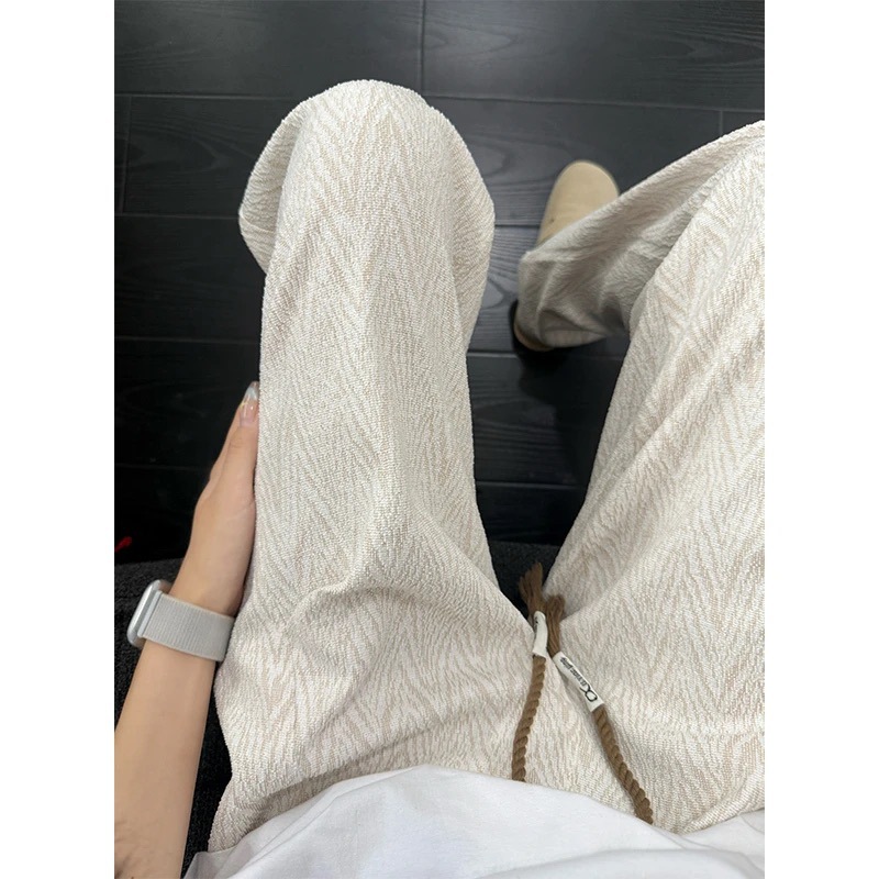 Chic Stripe Sweatpants Unisex High-Fall Feel Wide Leg Loose Straight Leg Pants Pleated Flared Knife-Edge Pants - Image 7