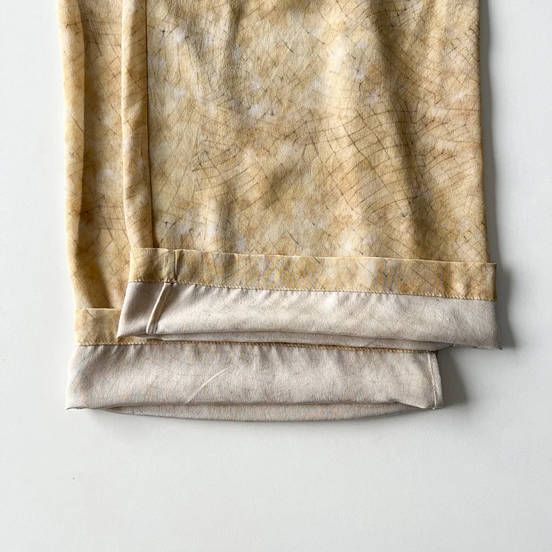 Spanish Niche Cor @ Pink Orange Line Printed Elastic Waist Pleated Silk Wide Leg Pants - Image 5