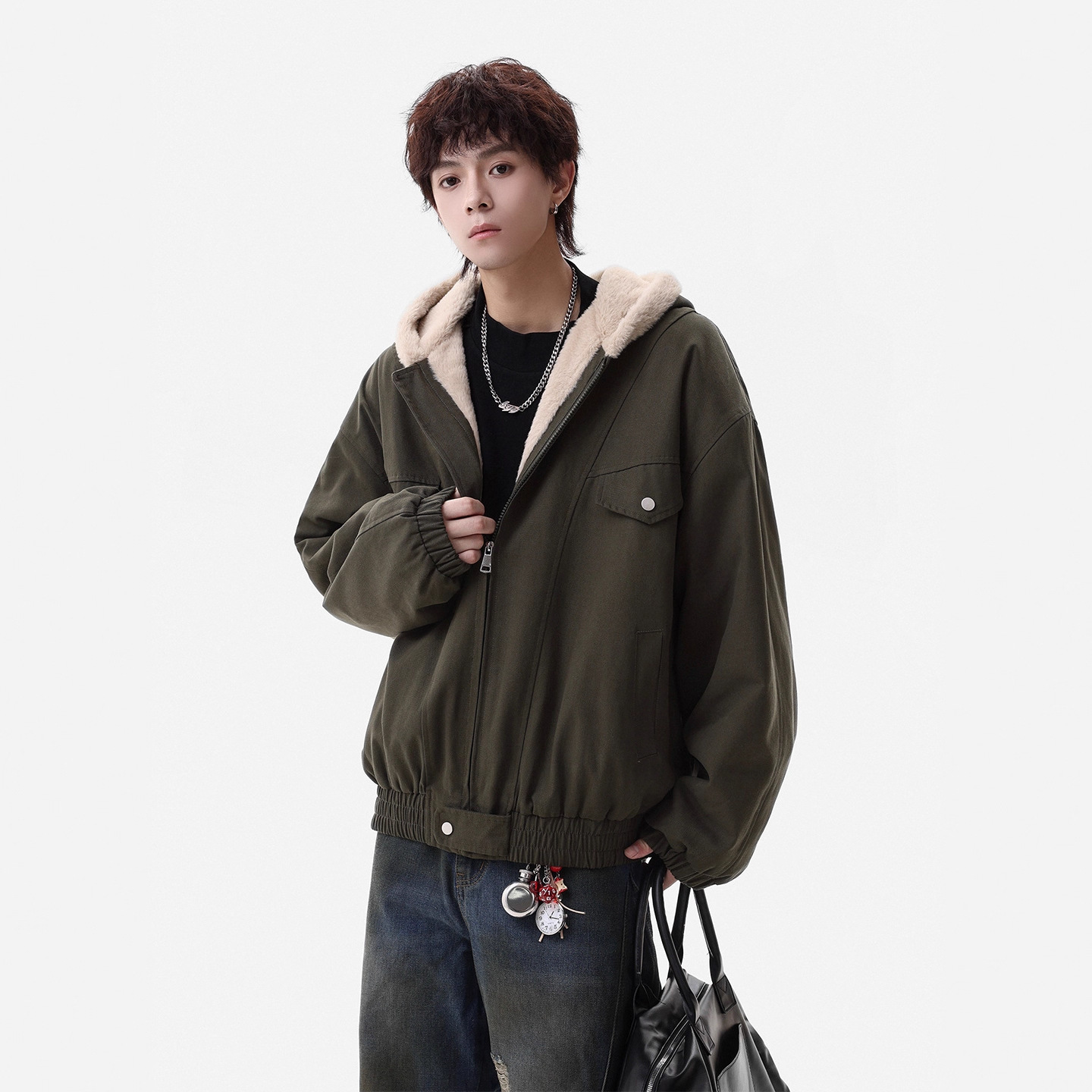 Mountain Hawk Hooded Cotton Coat Men's Winter Thickened Loose Youth Cotton Jacket Trendy Workwear Outerwear - Image 7