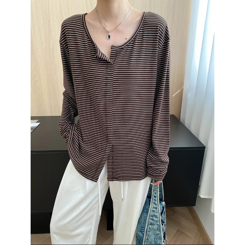 Casual Comfort Zone Design Casual Color-block Stripe Loose Slim Fit T-Shirt - Image 2