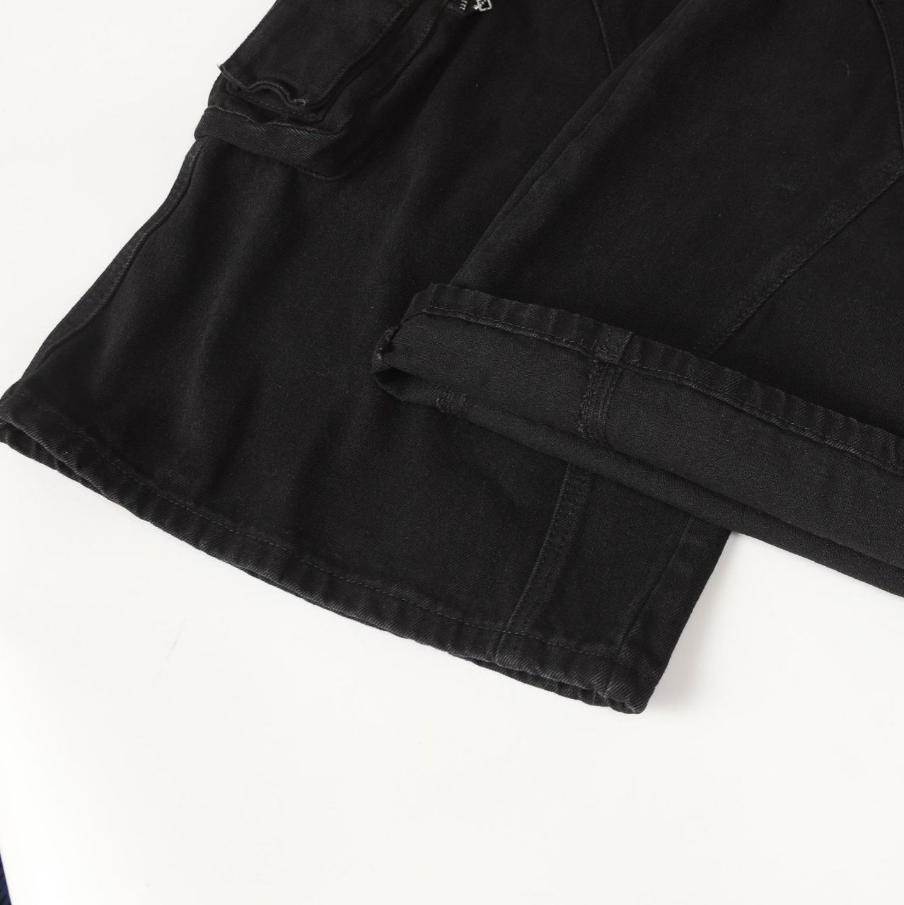 Street Style High-Quality Washed Workwear Pocket Detachable Denim Long Pants - Image 4