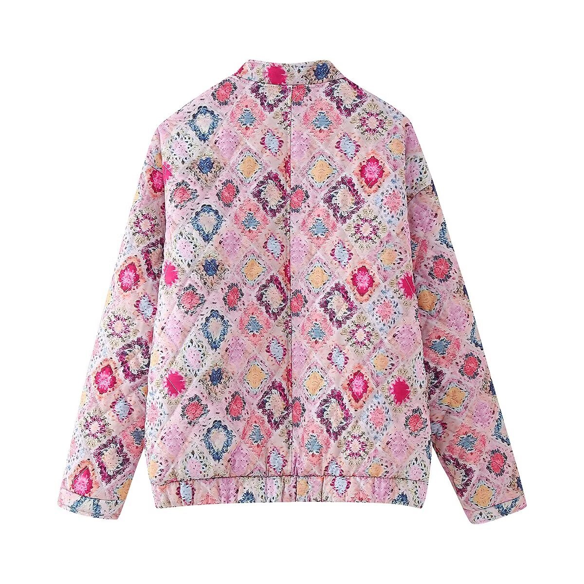 Women's street fashion stand up collar printed cotton jacket - Image 4