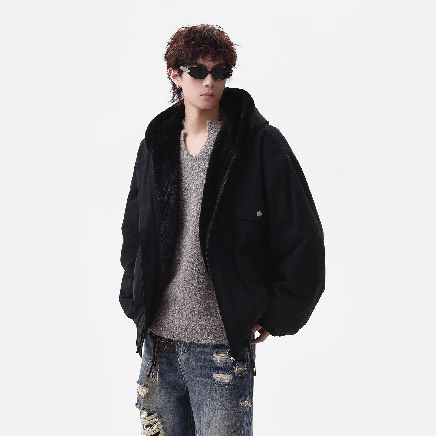 Mountain Hawk Hooded Cotton Coat Men's Winter Thickened Loose Youth Cotton Jacket Trendy Workwear Outerwear - Image 6
