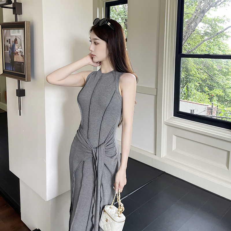 French high-end fake two piece sleeveless vest dress - Image 4