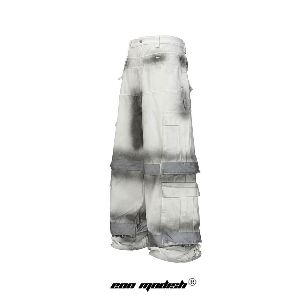 Street Style High-Quality Washed Workwear Pocket Detachable Denim Long Pants - Image 6