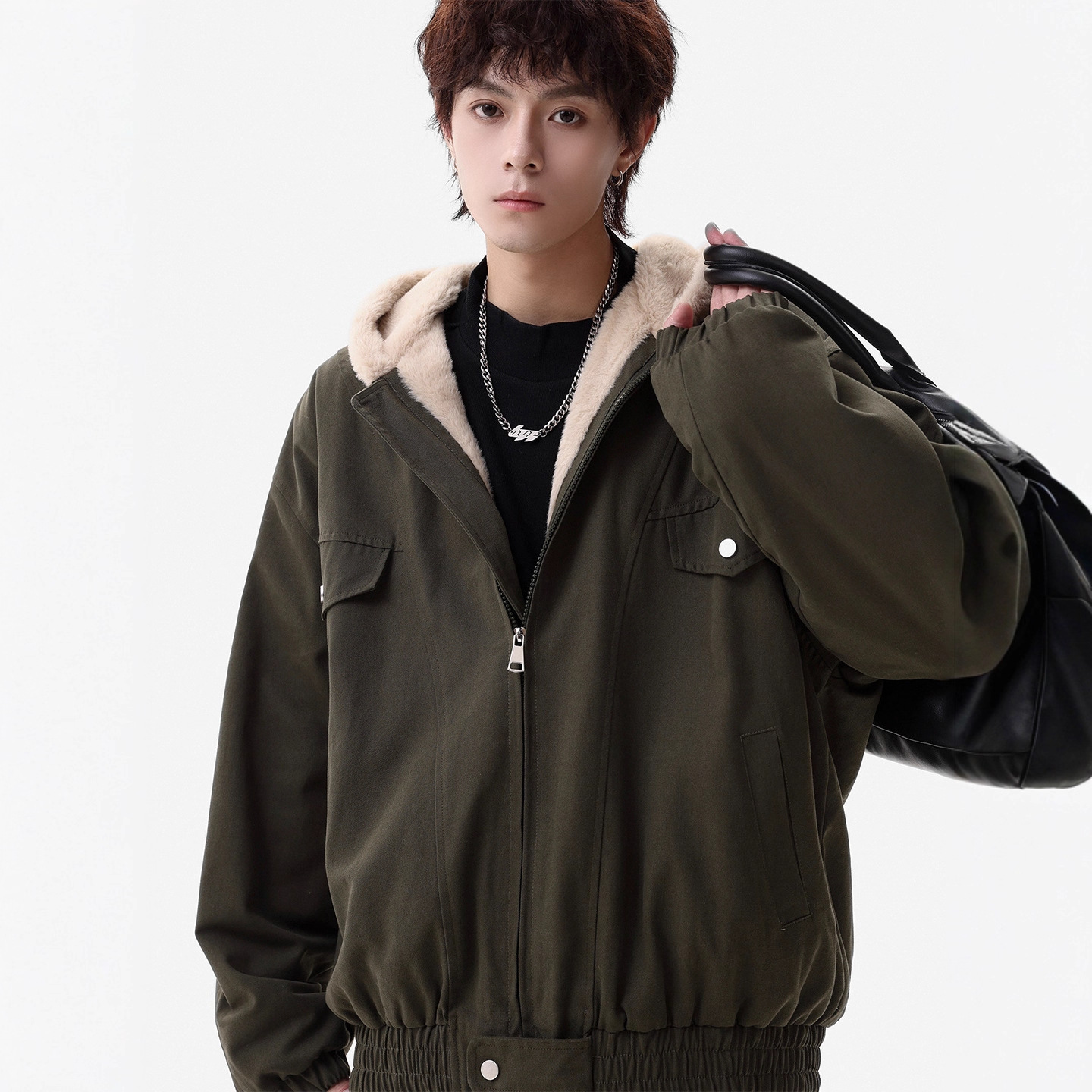 Mountain Hawk Hooded Cotton Coat Men's Winter Thickened Loose Youth Cotton Jacket Trendy Workwear Outerwear - Image 3