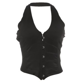 Slim fit backless hanging neck V-neck buckle vest top for women