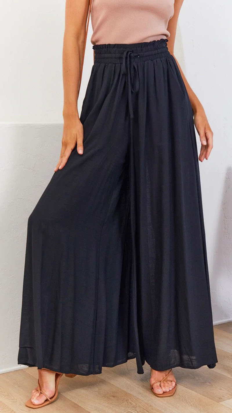 Wide leg elastic wide leg high waist long skirt pants for women - Image 6