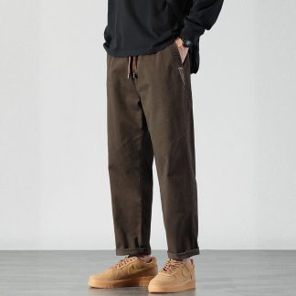 Tapered Pants Men Fashion Stretch Straight Leg Casual Loose Fit Long Trousers Streetwear Style