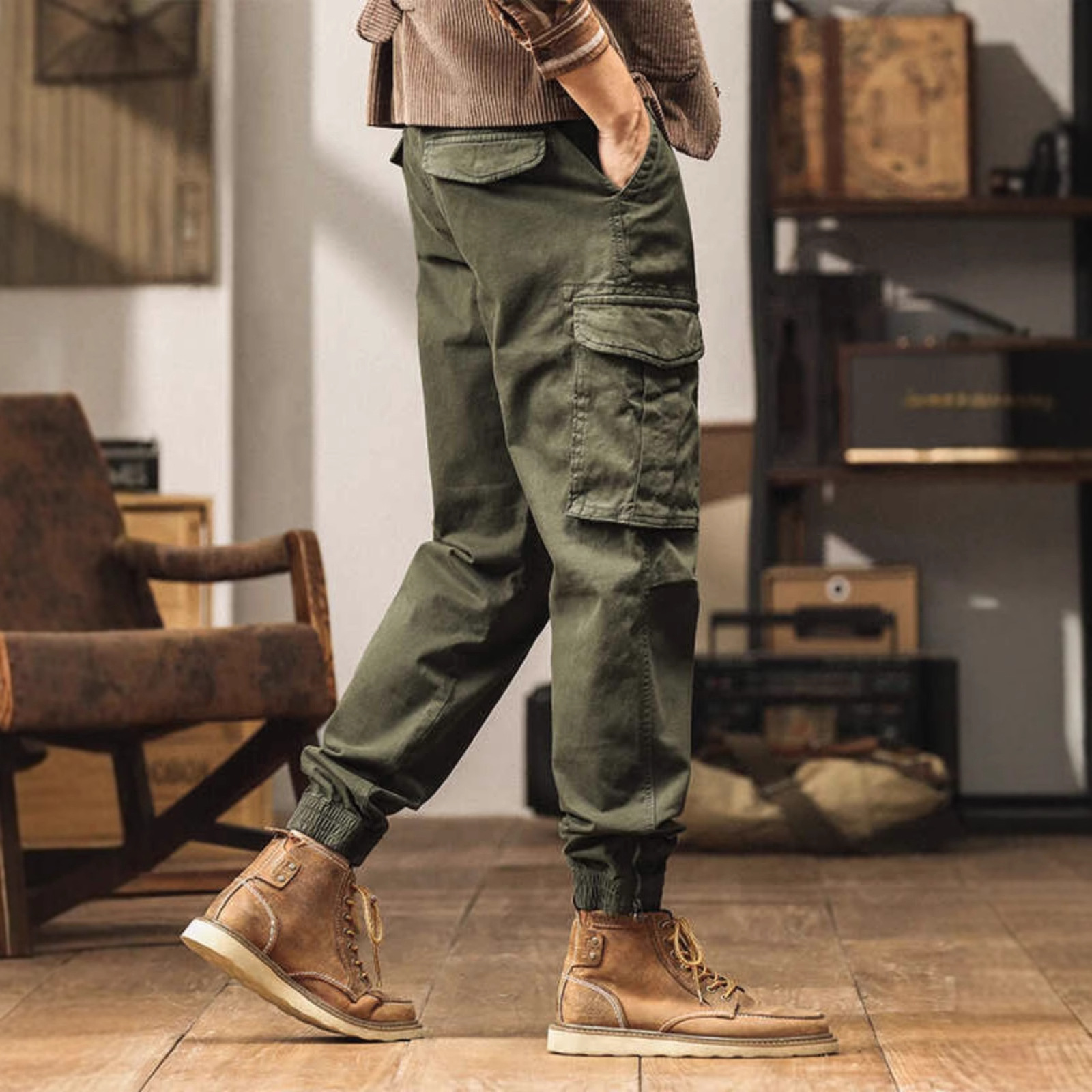 Style Cargo Pants Men's Fashionable Functional Casual Cuffed Trousers Lightweight Multi-pocket Pants Trendy - Image 3