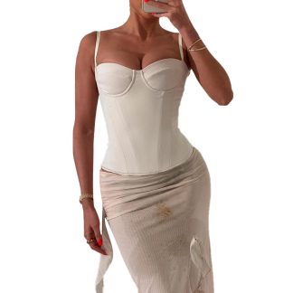 French summer minimalist V-neck vacation tank top