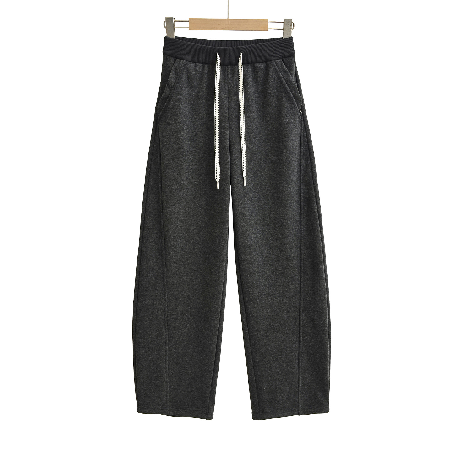 Drawstring elastic waist high waist loose wide leg pants - Image 5