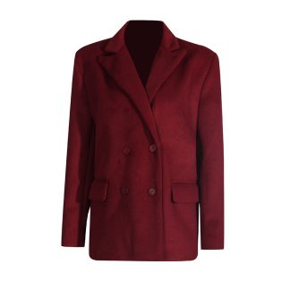 Pure Wine Red Wool Suit Jacket for Women