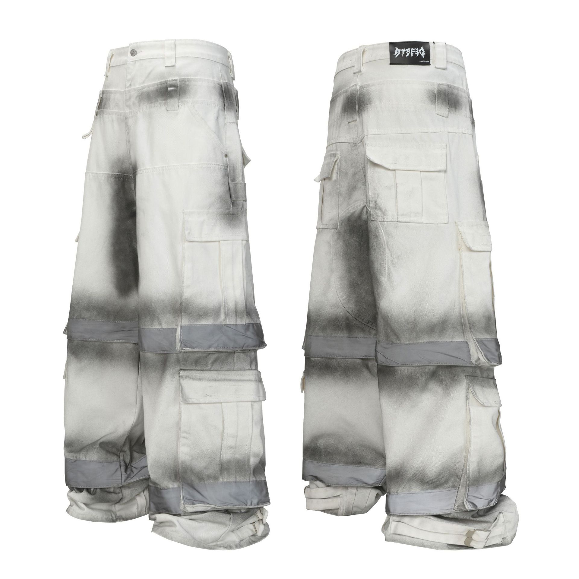 Street Style High-Quality Washed Workwear Pocket Detachable Denim Long Pants - Image 5