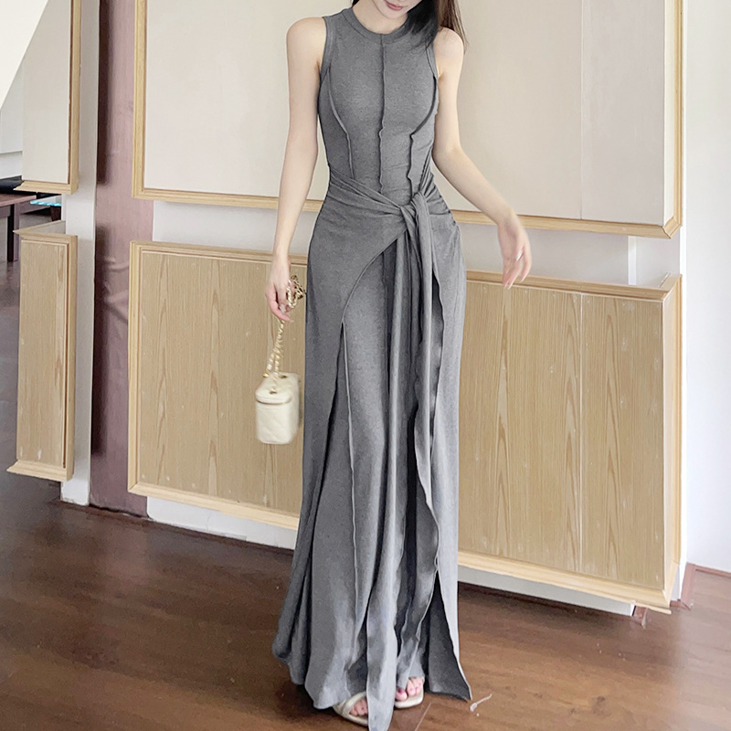 French high-end fake two piece sleeveless vest dress - Image 5