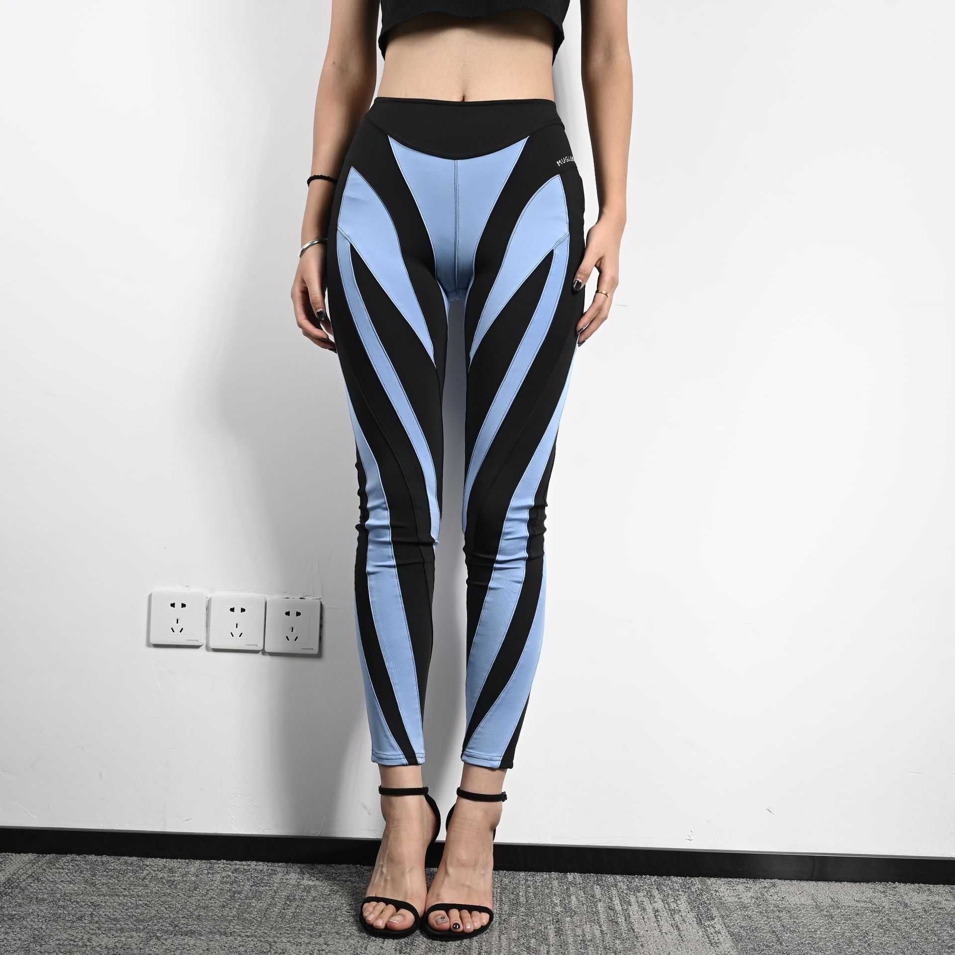 High waisted elastic splicing design, elastic waistband leggings, high-end women's clothing, light luxury, niche - Image 7