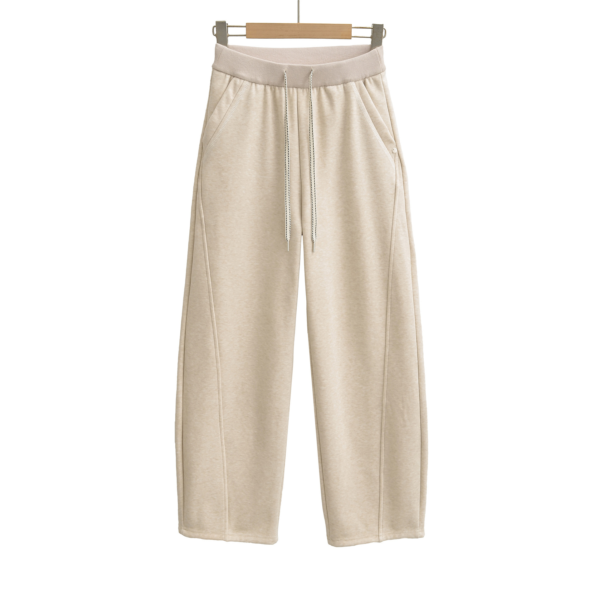 Drawstring elastic waist high waist loose wide leg pants - Image 2