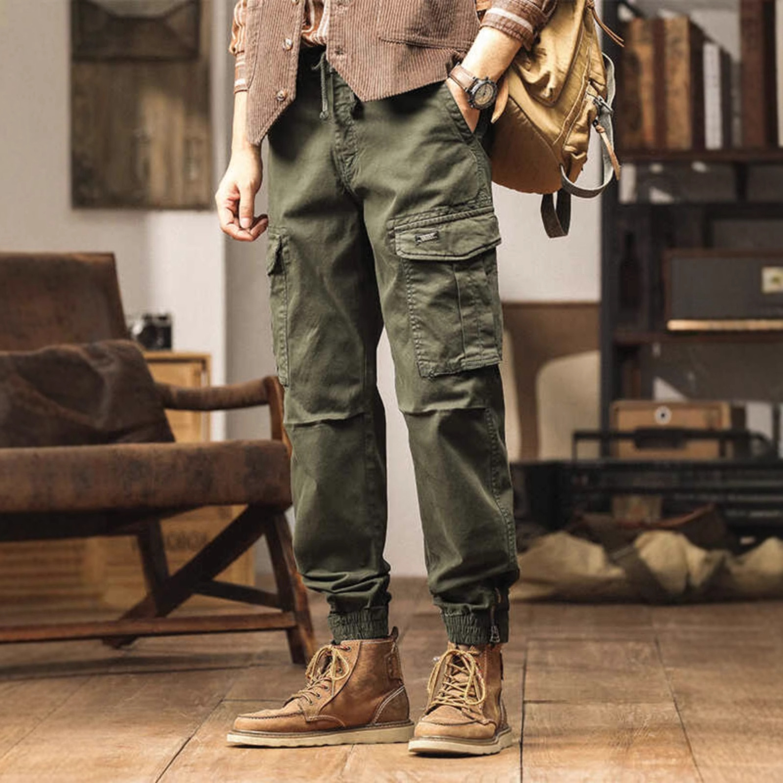 Style Cargo Pants Men's Fashionable Functional Casual Cuffed Trousers Lightweight Multi-pocket Pants Trendy - Image 2