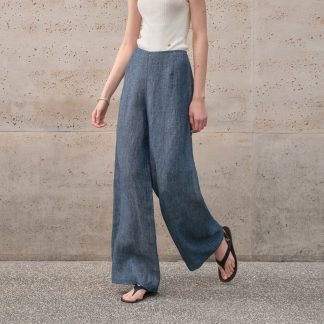 Solid Linen Color Woven Long Pants for Women Fashionable Versatile Loose Floor-Length Trousers Casual Style Slimming Wide-Leg Pants