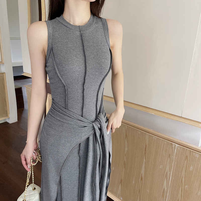 French high-end fake two piece sleeveless vest dress - Image 3