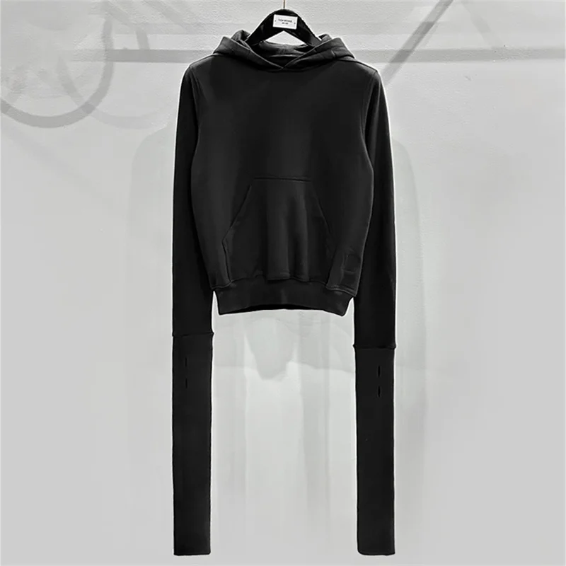 Solid drawstring base hoodie sweatshirt - Image 3