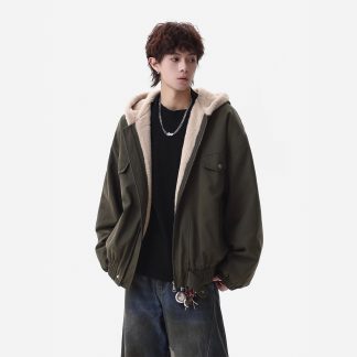 Mountain Hawk Hooded Cotton Coat Men's Winter Thickened Loose Youth Cotton Jacket Trendy  Workwear Outerwear