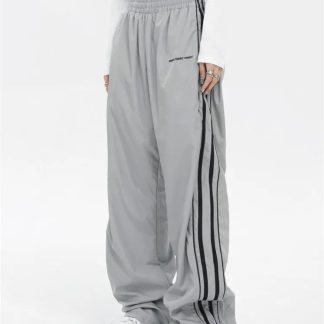 American retro street dance striped patchwork sports pants for men and women's spring and autumn straight tube loose wide leg pants