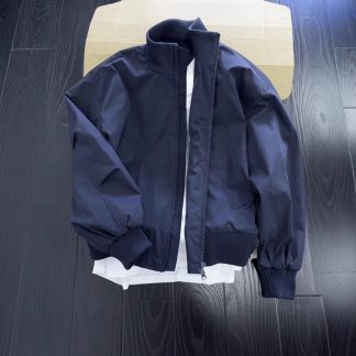 Navy Blue Stand Collar Pilot Jacket Men's Winter Stylish Short Coat Couple High Street Unique Baseball Jacket