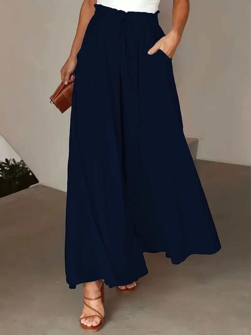 Wide leg elastic wide leg high waist long skirt pants for women - Image 7