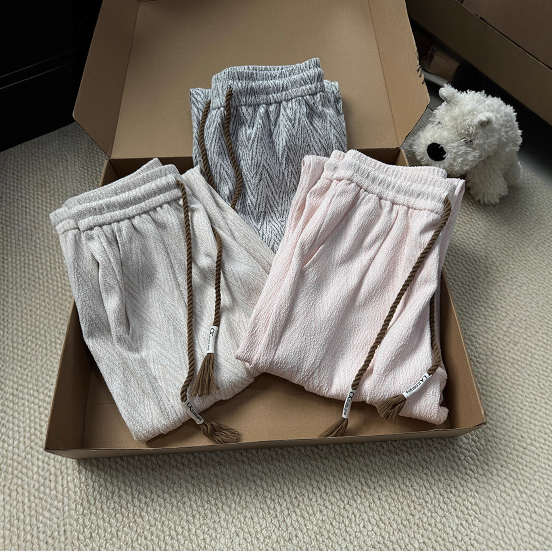 Chic Stripe Sweatpants Unisex High-Fall Feel Wide Leg Loose Straight Leg Pants Pleated Flared Knife-Edge Pants - Image 2