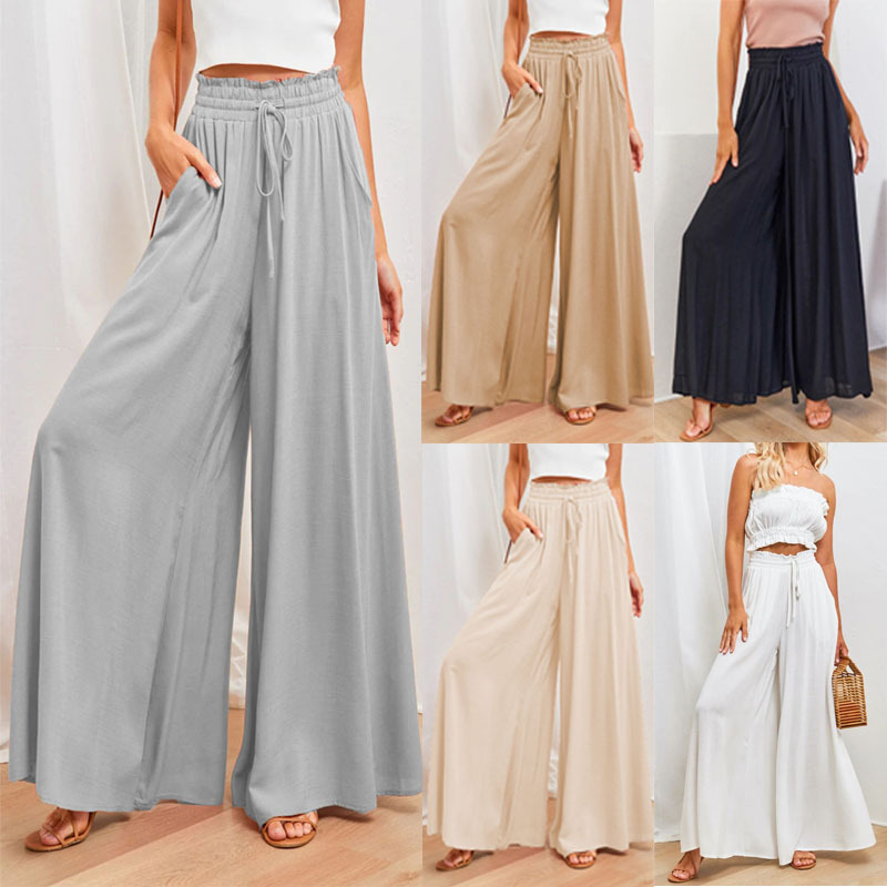 Wide leg elastic wide leg high waist long skirt pants for women - Image 2