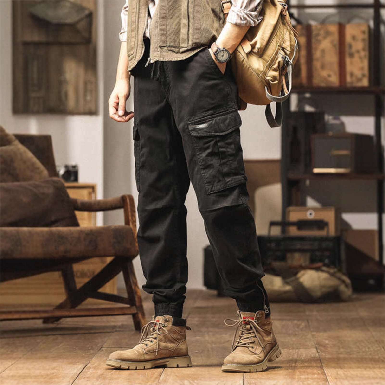 Style Cargo Pants Men's Fashionable Functional Casual Cuffed Trousers Lightweight Multi-pocket Pants Trendy - Image 4