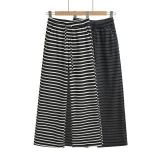 Drawstring elastic waist striped loose pants