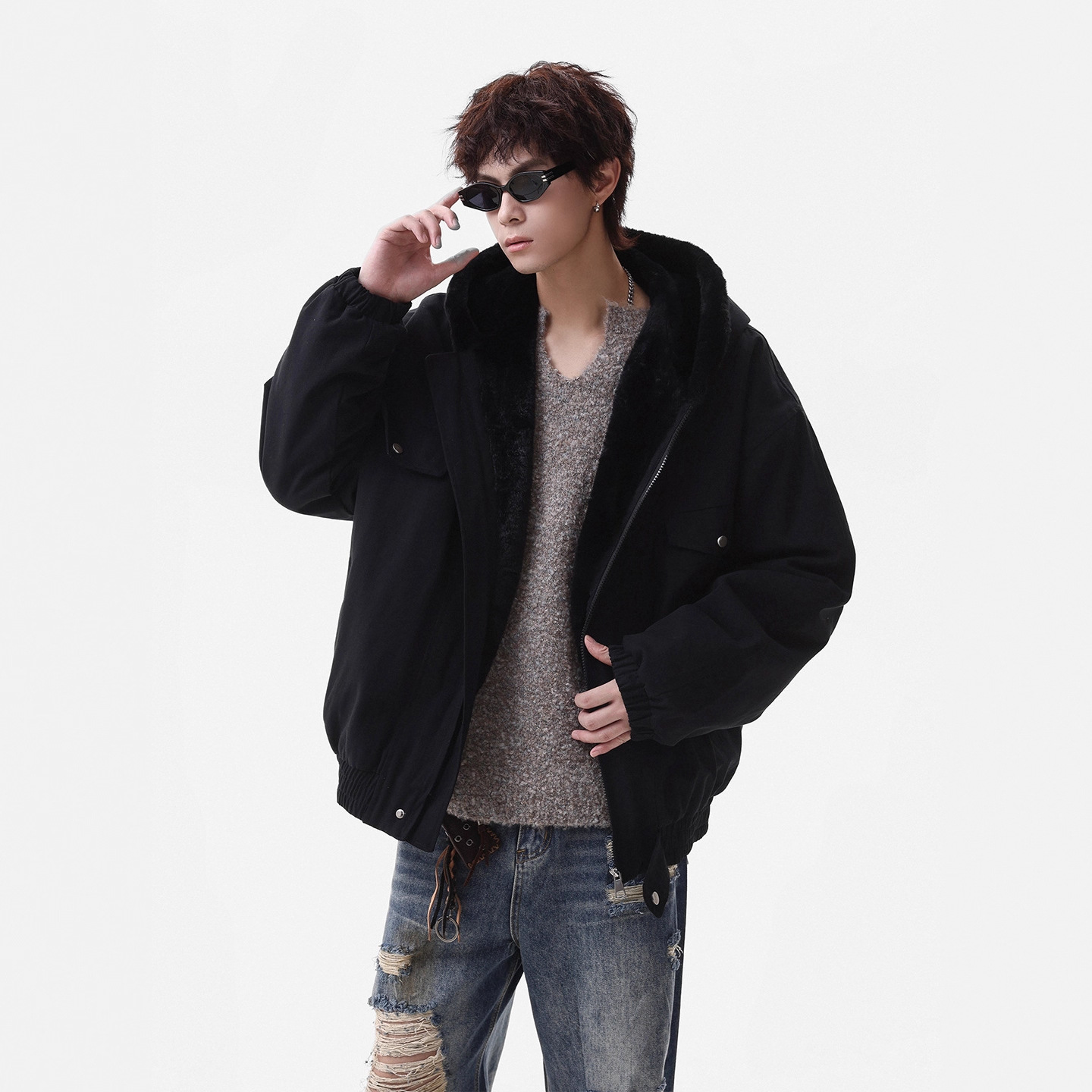 Mountain Hawk Hooded Cotton Coat Men's Winter Thickened Loose Youth Cotton Jacket Trendy Workwear Outerwear - Image 2