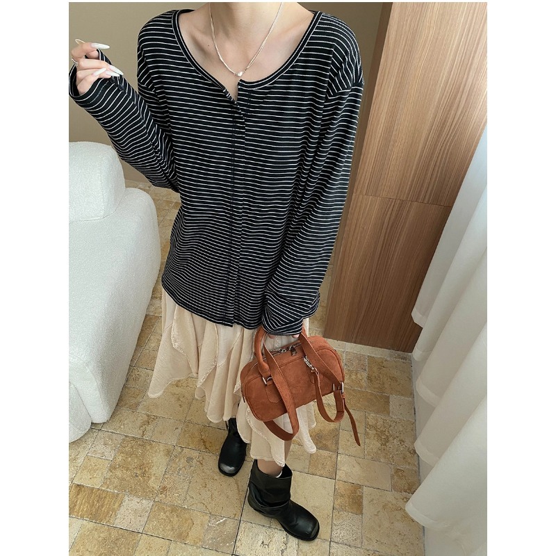 Casual Comfort Zone Design Casual Color-block Stripe Loose Slim Fit T-Shirt - Image 6