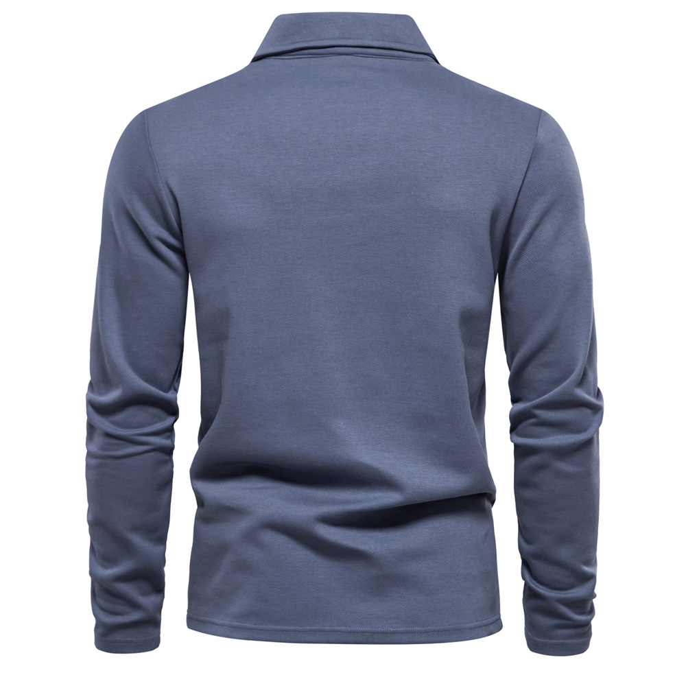 Long sleeved solid color lapel top - Image 3