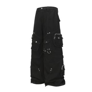 Street Style High-Quality Washed Workwear Pocket Detachable Denim Long Pants