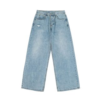 Washed Ripped Loose Straight Leg Casual Wide Leg Jeans for Men