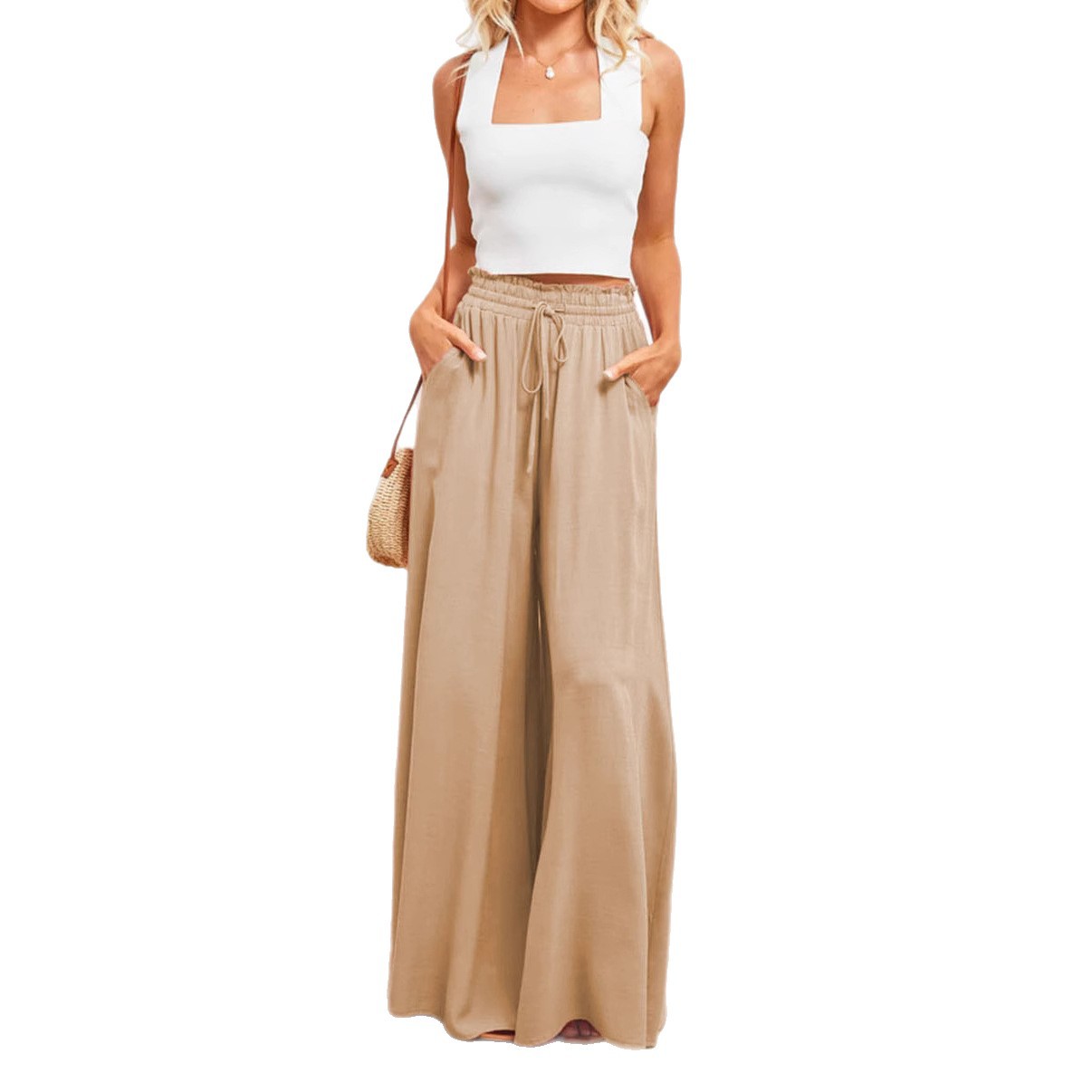 Wide leg elastic wide leg high waist long skirt pants for women - Image 5