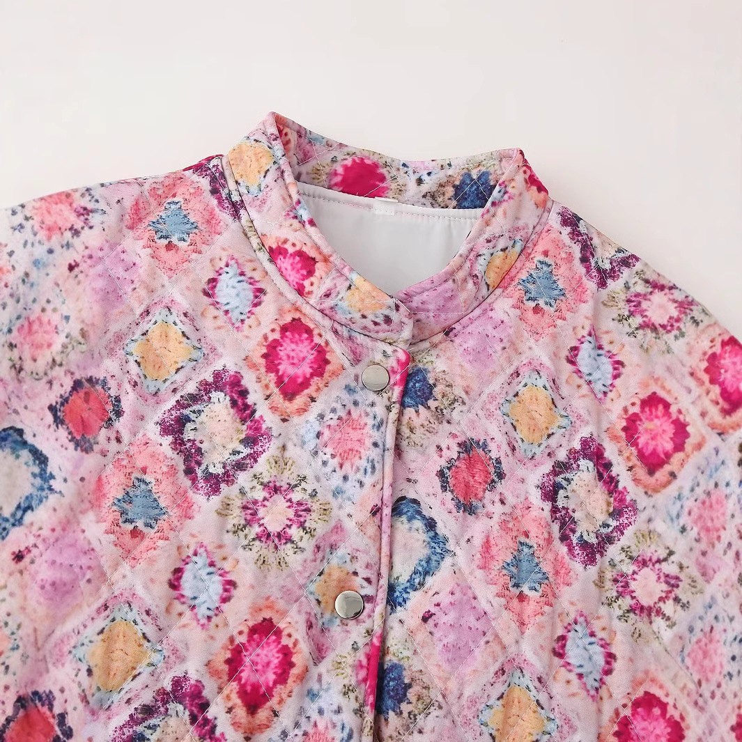 Women's street fashion stand up collar printed cotton jacket - Image 2