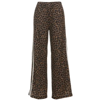 Leopard print high waisted loose and versatile casual wide leg pants