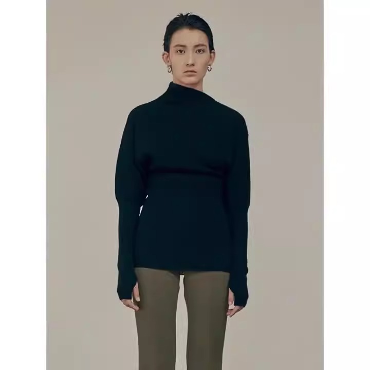 Knitwear Women's autumn/winter casual commuter diagonal neck long-sleeved pullover sweater - Image 9