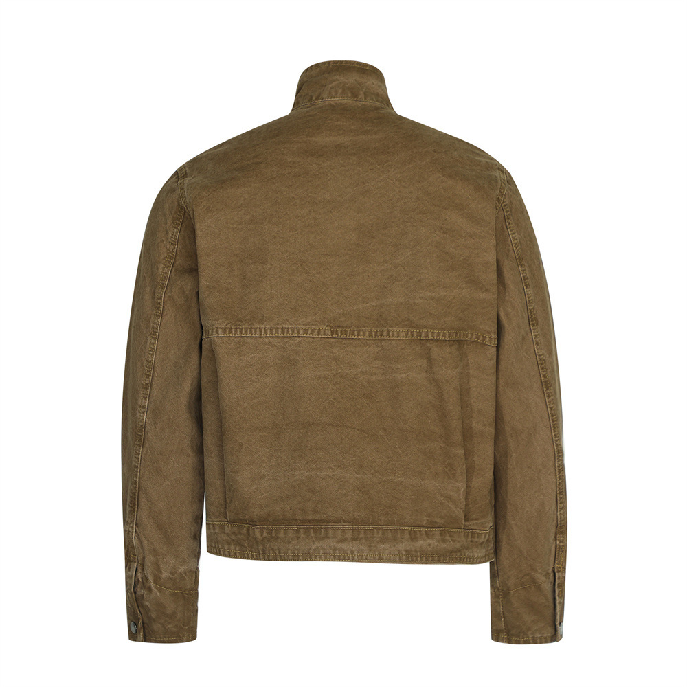 Urban Street Men's Jacket, Stand Collar Patchwork Coat, Casual Loose Fit Workwear Top - Image 2