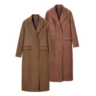 Deer skin velvet long windbreaker jacket camel color