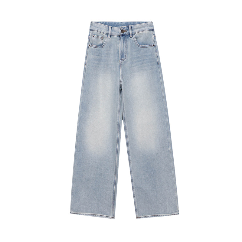 Trendy Washed Distressed Bleached Slim Straight Leg Floor-Length - Image 3