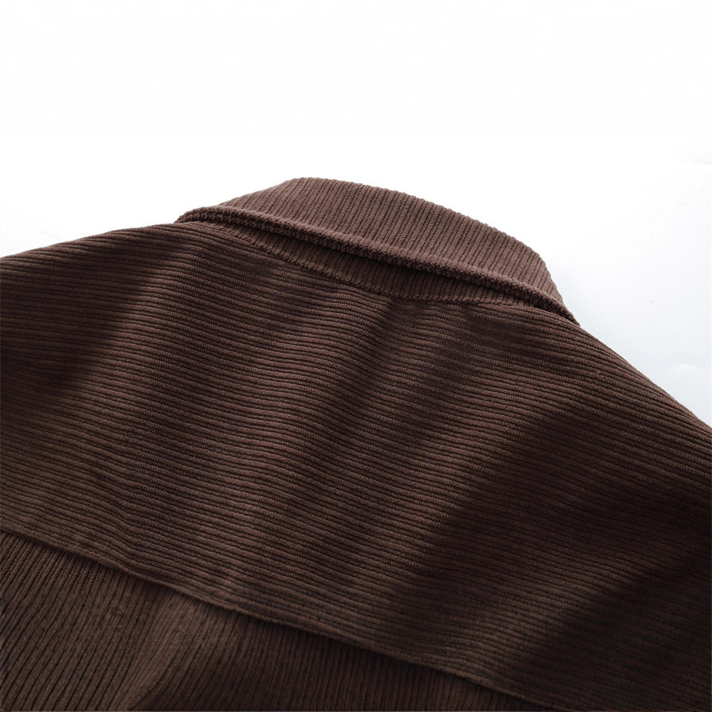 college wind men's shirt, men's turn-down collar corduroy long sleeve trendy brand loose new style men's outerwear top - Image 4
