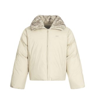 Street Style Men's Cotton Coat, Turn-Down Collar, Minimalist Solid Color, Trendy Brand, Loose Fit, Unisex Outerwear Jacket